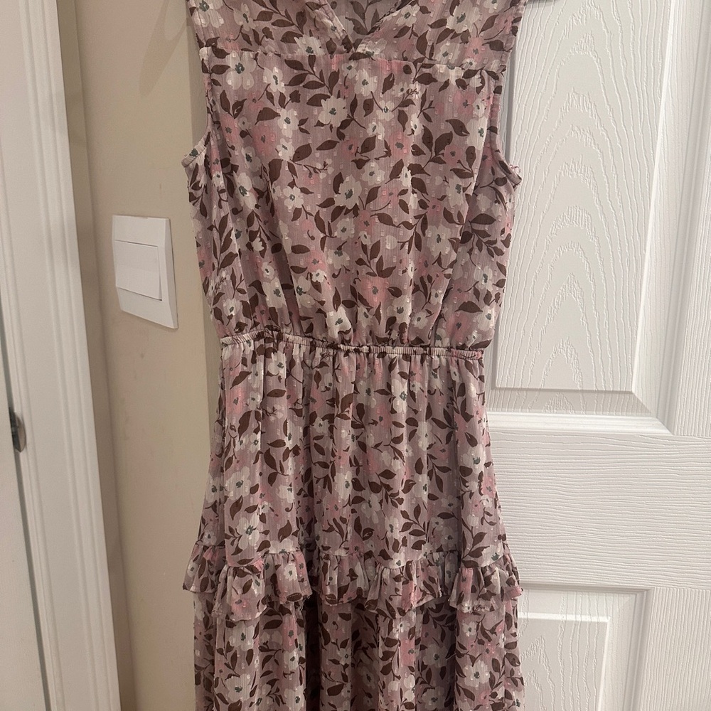 Monteau Floral Dress in Pink and Brown